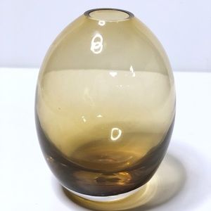 Amber Blown Art Glass Bud Vase Dome 5" Paperweight Mid Century Modern Decor